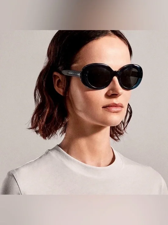 Oliver Peoples Erissa Black Oval Polarized Sunglasses - Picture 2 of 7